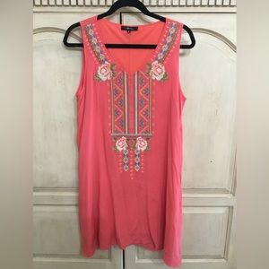 Andree by Unit Embroidered Dress Size S Blue Floral Embroidery